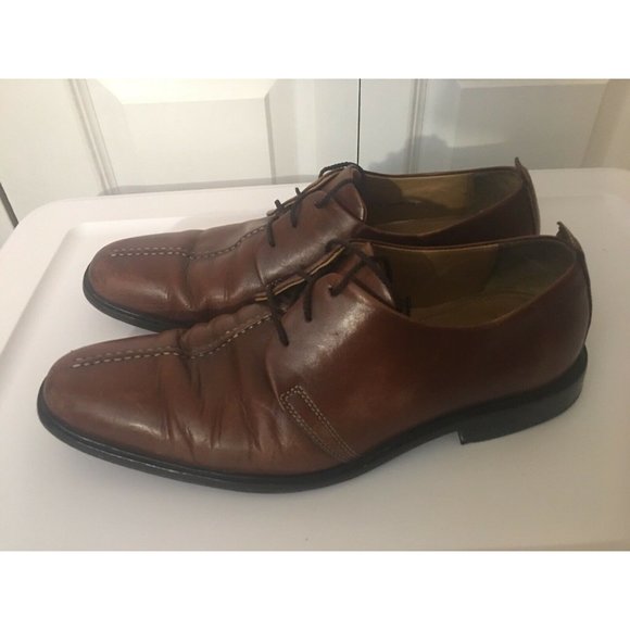 COLE HAAN Beckett Center Seam Cognac Lace Up Mens Dress Shoes Oxfords 10M C06400 - Picture 3 of 10
